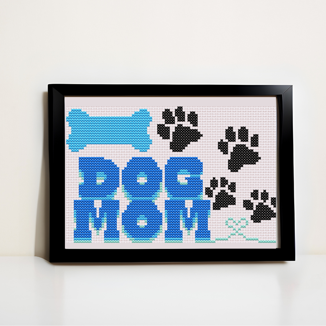Dog Mom, Paw, and Heart Cross Stitch Pattern