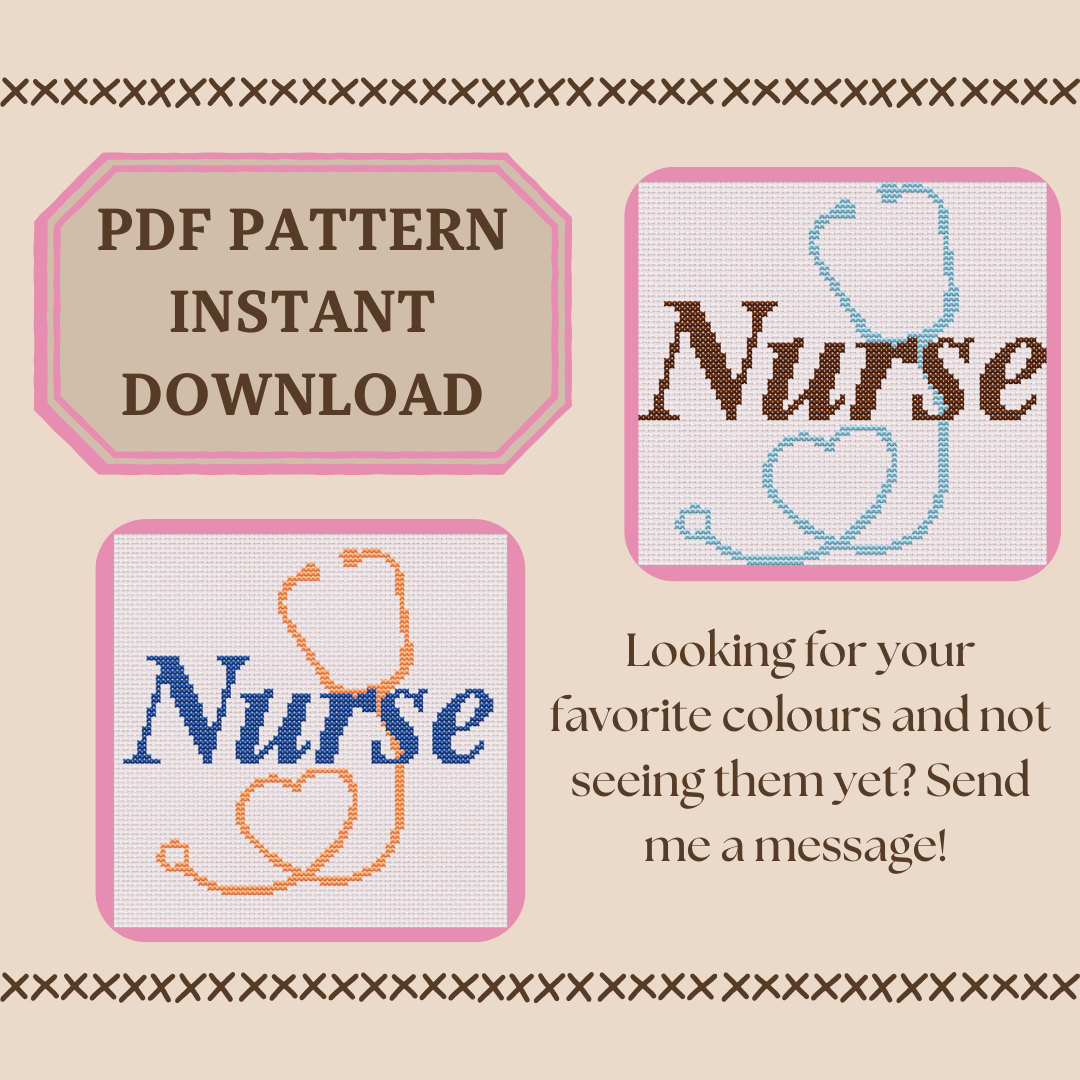 Nurse Love Cross Stitch Instant Download Pattern